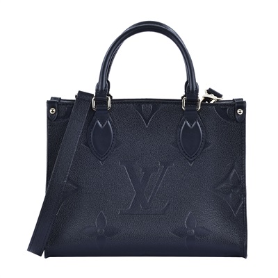 路易威登 LOUIS VUITTON OnTheGo PM 手提 肩背包 奶油色 M45653 晶片款 黑原花壓紋ON THE GO PM 防塵袋