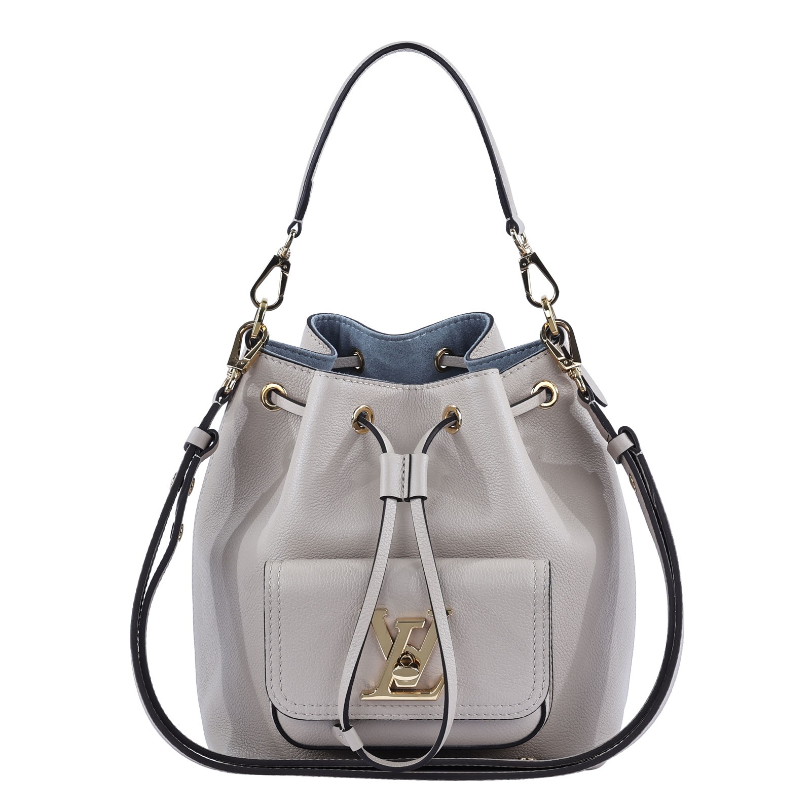路易威登 LOUIS VUITTON Lockme 水桶包 香檳袋 M57688 晶片款 灰褐色LOCKME水桶包 原廠盒子/防塵袋/購買證明