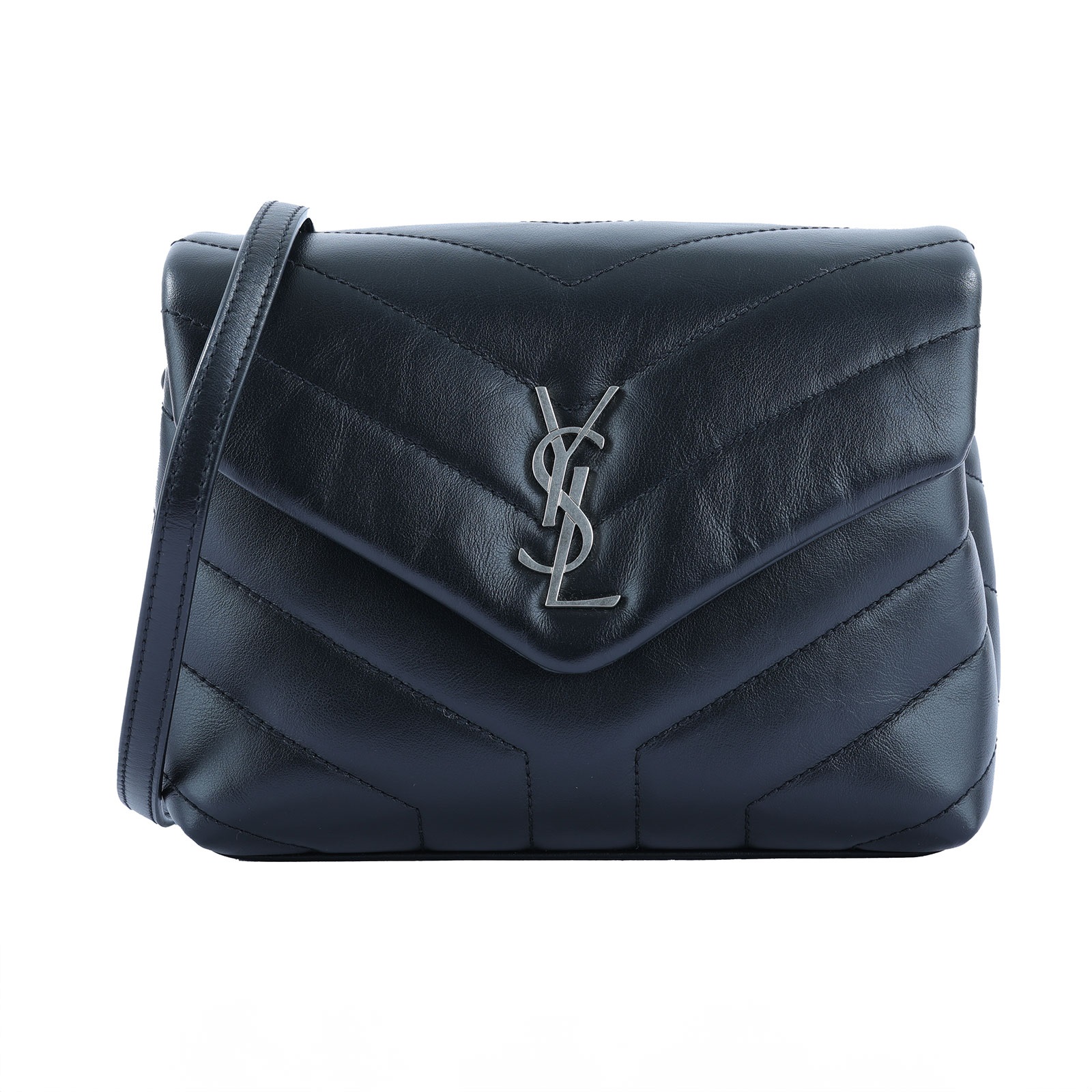 聖羅蘭 YSL SAINT LAURENT Loulou 絎縫 皮革 TOY 手袋 678401DV706 黑銀LOU LOU TOY 原廠盒子