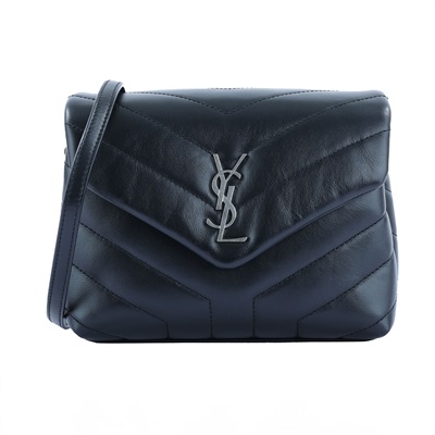 聖羅蘭 YSL SAINT LAURENT Loulou 絎縫 皮革 TOY 手袋 678401DV706 黑銀LOU LOU TOY 原廠盒子