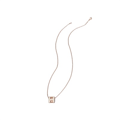 愛馬仕 Hermès Cage dH pendant  項鍊 CAGEDHPENDANT ST 01 19 奶茶立體H項鍊 原廠盒子