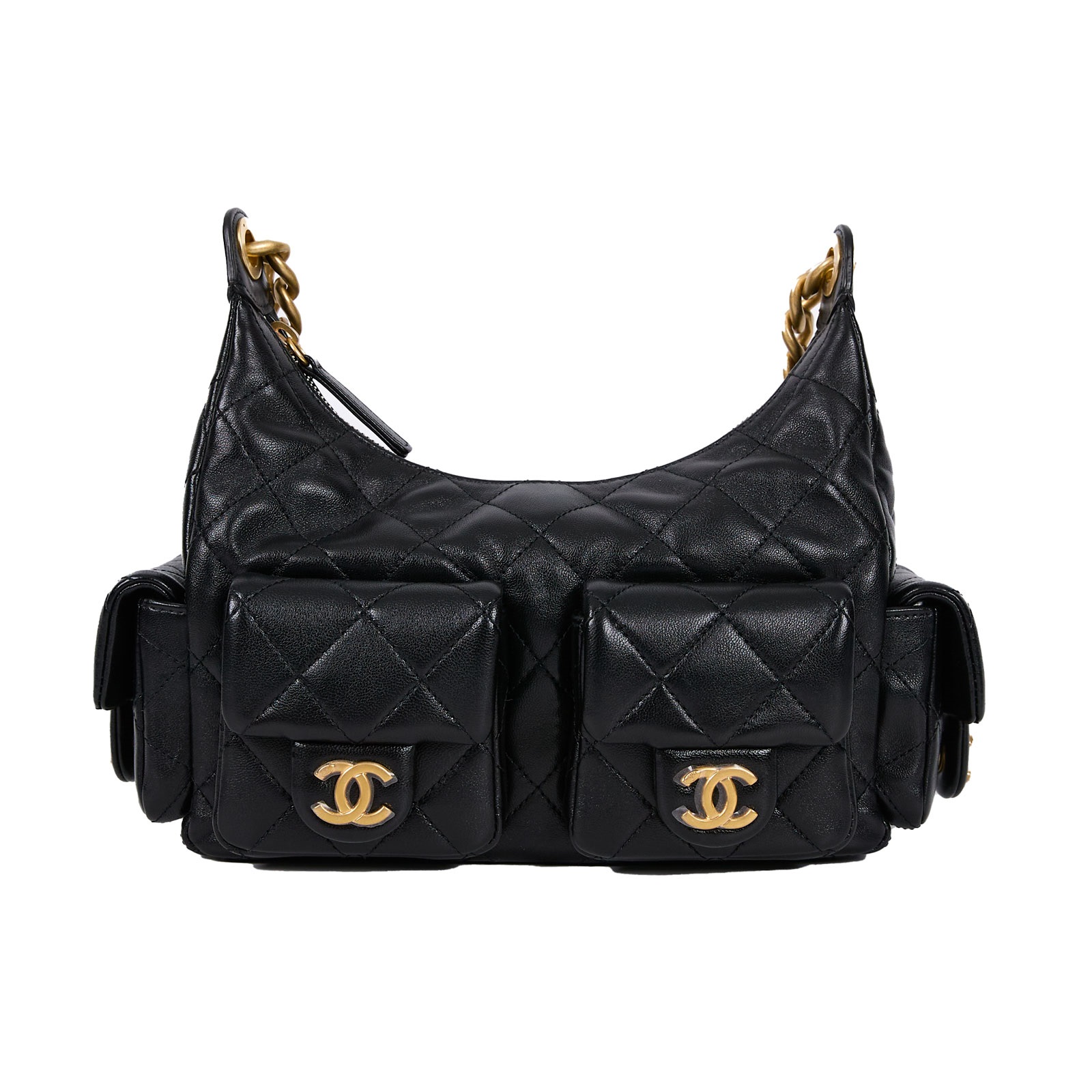 香奈兒 CHANEL 流浪包 AS5339 晶片款 黑多口袋HOBO AS5339 防塵袋/原廠盒子