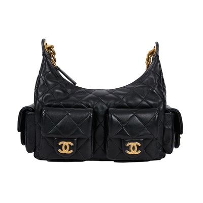 香奈兒 CHANEL 流浪包 AS5339 晶片款 黑多口袋HOBO AS5339 防塵袋/原廠盒子