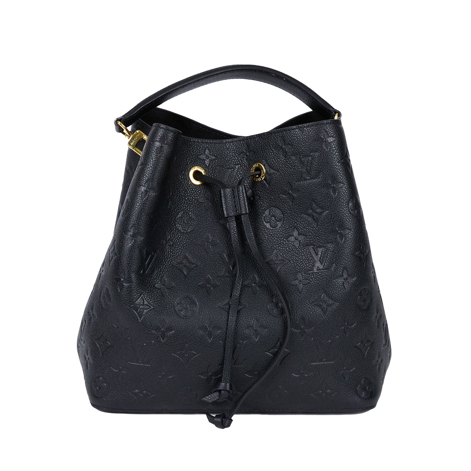 路易威登 LOUIS VUITTON NéoNoé MM 黑色 粒面壓花牛皮 束口水桶包 M45256 晶片款 黑NéoNoé MM 防塵袋