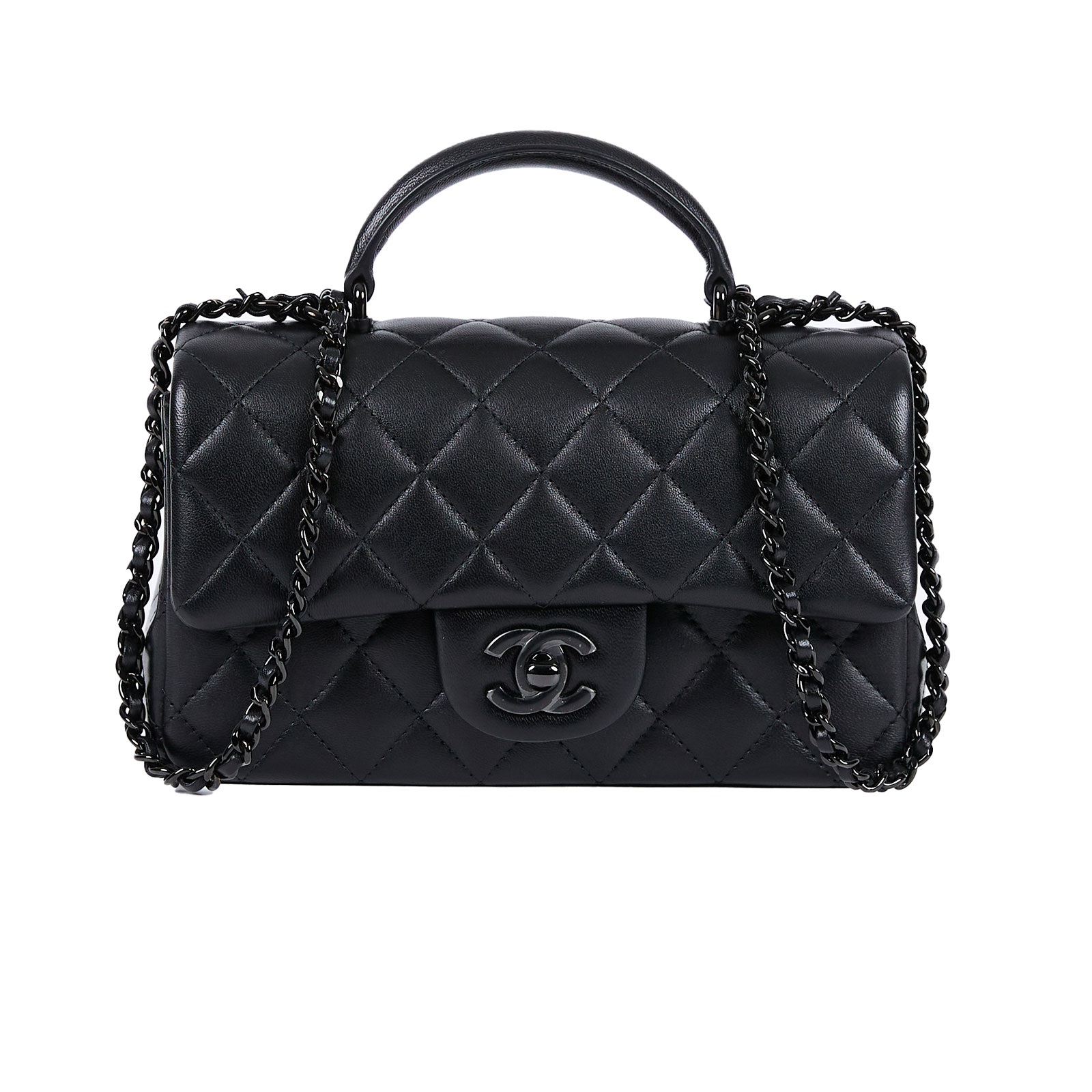 香奈兒 CHANEL Coco 20  肩背 斜背 迷你 口蓋包 AS2431 晶片款 SO BLACK HANDLE COCO20 防塵袋/原廠盒子/保證卡