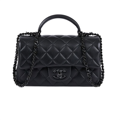 香奈兒 CHANEL Coco 20  肩背 斜背 迷你 口蓋包 AS2431 晶片款 SO BLACK HANDLE COCO20 防塵袋/原廠盒子/保證卡