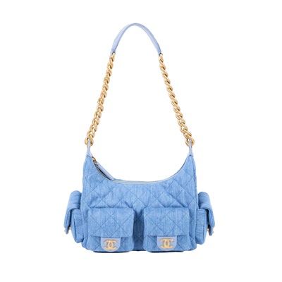 香奈兒 CHANEL 流浪包 AS5339 牛仔HOBO 防塵袋/原廠盒子