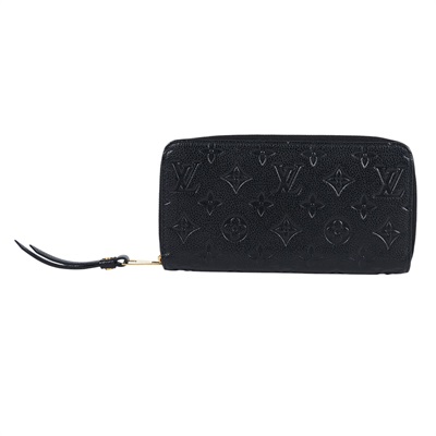 路易威登 LOUIS VUITTON 拉鏈錢包 壓花牛皮 黑色 M61864 晶片款 黑原花壓印拉鍊長夾 無附屬品
