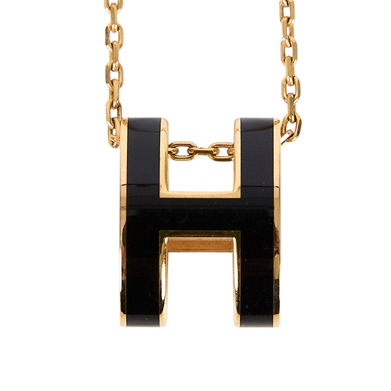 愛馬仕 Hermès Pop H 墜飾 POPHP ST 02 50 黑POP H項鍊 原廠盒子