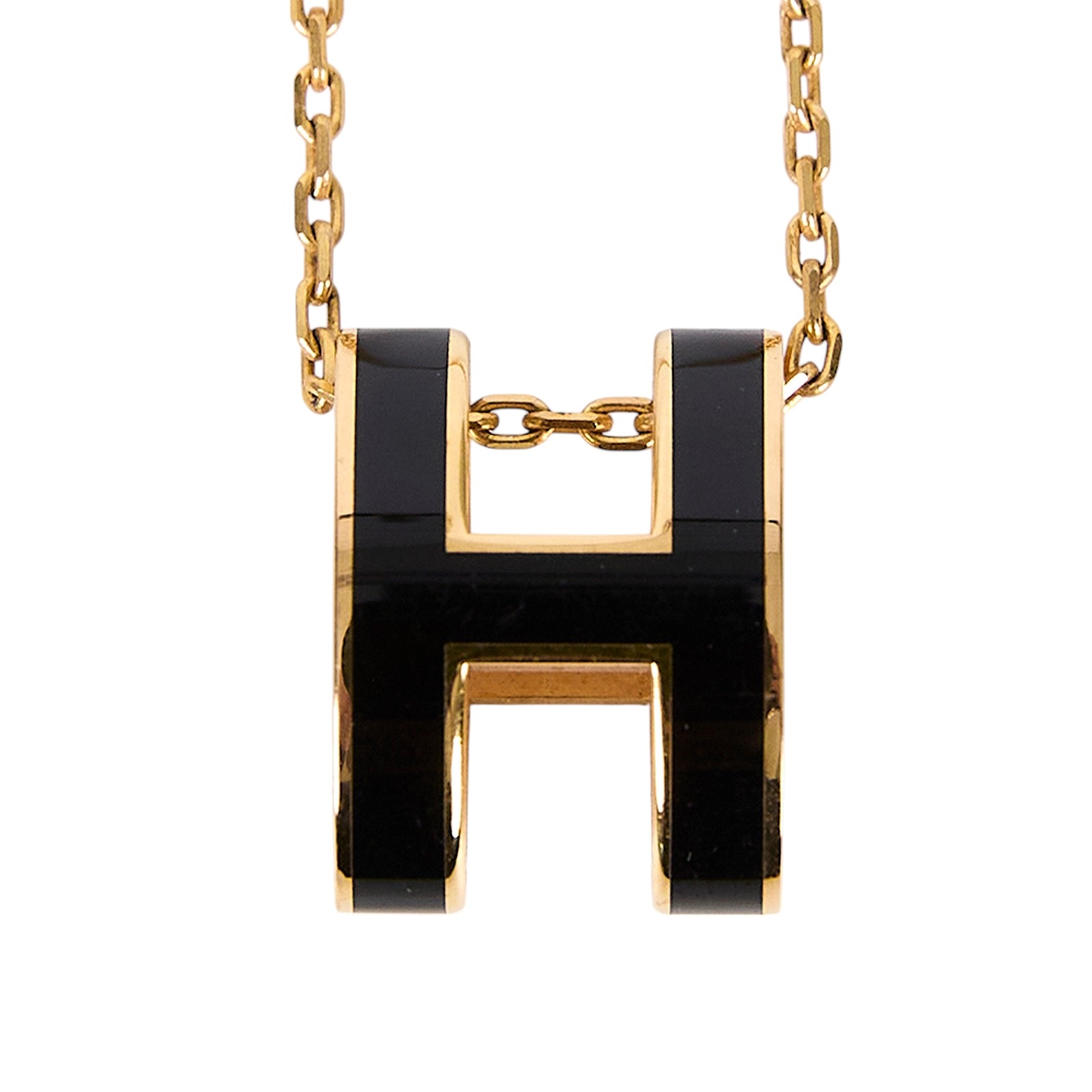 愛馬仕 Hermès Pop H 墜飾 POPHP ST 02 50 黑POP H項鍊 原廠盒子