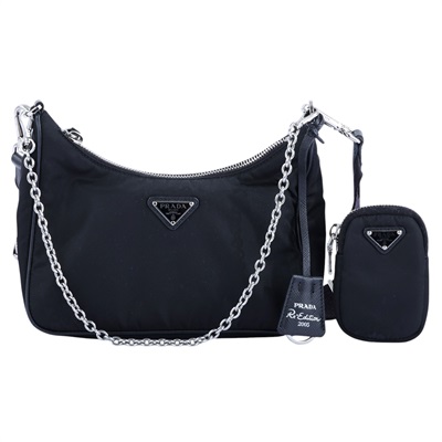 普拉達 PRADA Re-Edition 2005 Re-Nylon 手袋 1BH204_R064 黑尼龍HOBO 三合一包 防塵袋