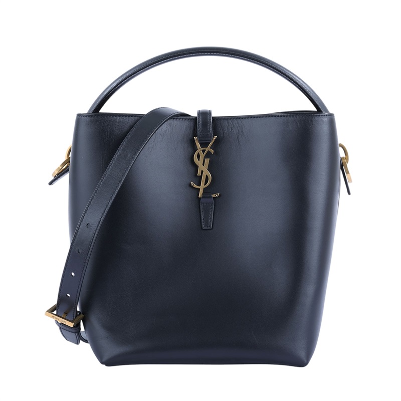 聖羅蘭 YSL SAINT LAURENT le 37 亮面皮革手袋 7428282R20W 黑LE 37 金釦小牛皮二用水桶包 防塵袋