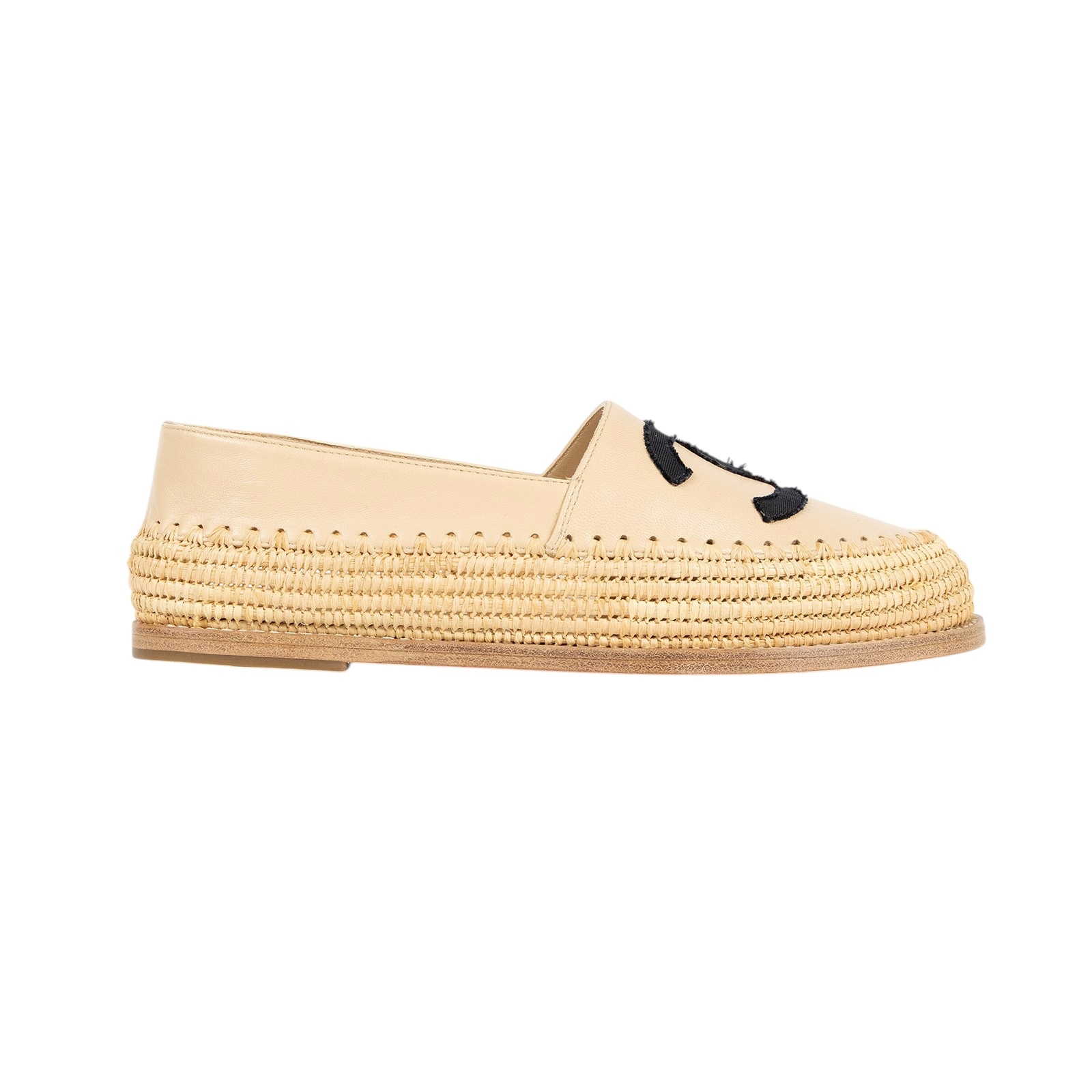 香奈兒 CHANEL Espadrilles 漁夫鞋 G33559_37 膚色大雙C草編鞋 防塵袋/原廠盒子
