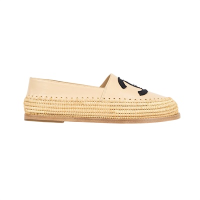 香奈兒 CHANEL Espadrilles 漁夫鞋 G33559_37 膚色大雙C草編鞋 防塵袋/原廠盒子