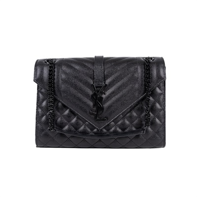 聖羅蘭 YSL SAINT LAURENT Envolpe 信封袋 肩背包 中型 487206BOW98 黑LOGO ENVELOPE包包 防塵袋