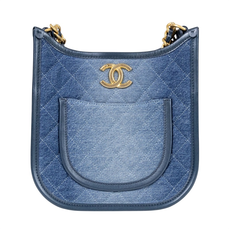 香奈兒 CHANEL 流浪包 Hobo Bag CC LOGO 斜背包 AS4532 晶片款 牛仔Hobo二用斜背包 防塵袋/保證卡