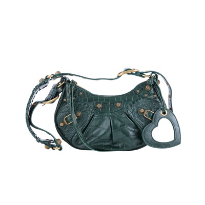 巴黎世家 BALENCIAGA Le cagole XS 半月 可頌包 67130923EBM 綠鱷魚LE CAGOLE XS 防塵袋
