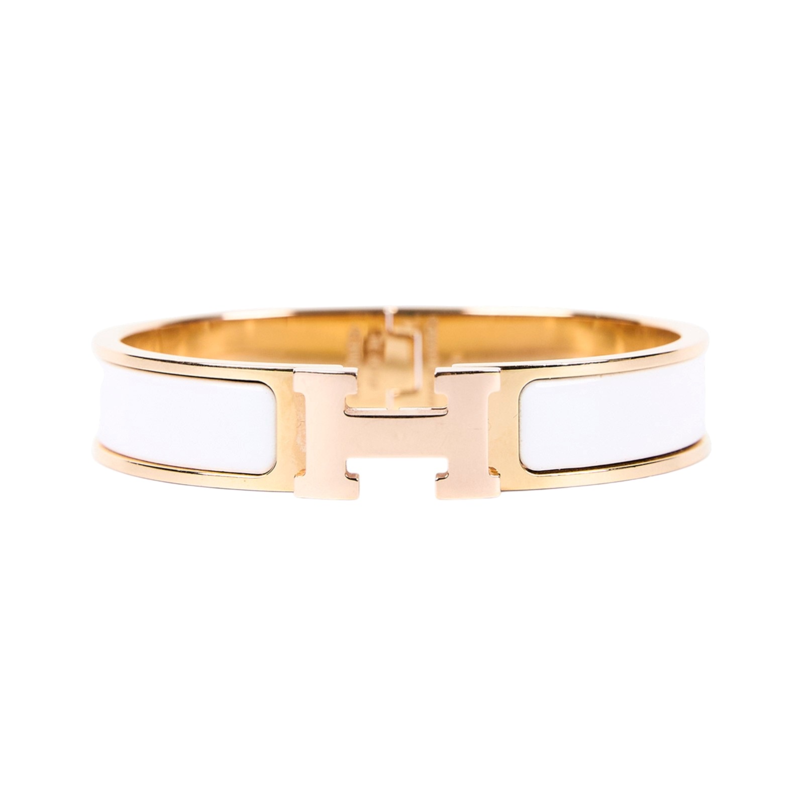 愛馬仕 Hermès Clic H PM 手環 白色 H700001FO31PM F1 02 34 白玫瑰金CLIC H手環 原廠盒子/防塵袋