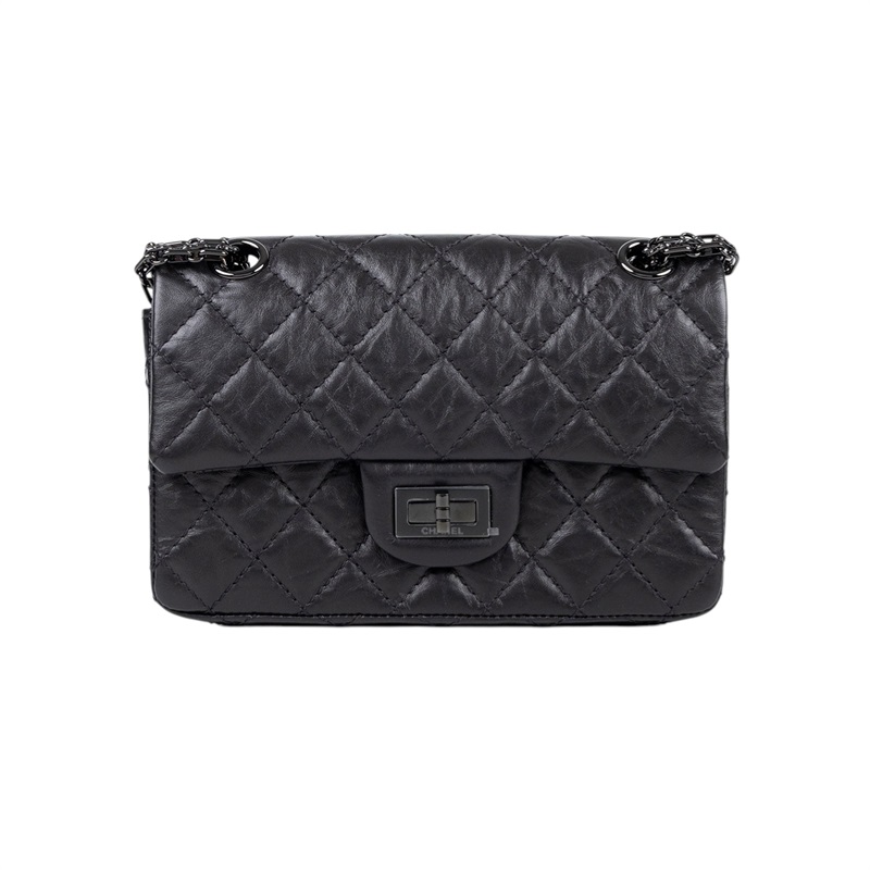 香奈兒 CHANEL 2.55 迷你 口蓋包 AS0874 晶片款 SO BLACK 2.55 MINI 防塵袋/原廠盒子