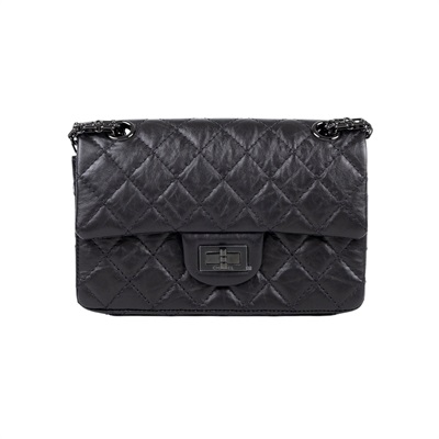 香奈兒 CHANEL 2.55 迷你 口蓋包 AS0874 晶片款 SO BLACK 2.55 MINI 防塵袋/原廠盒子