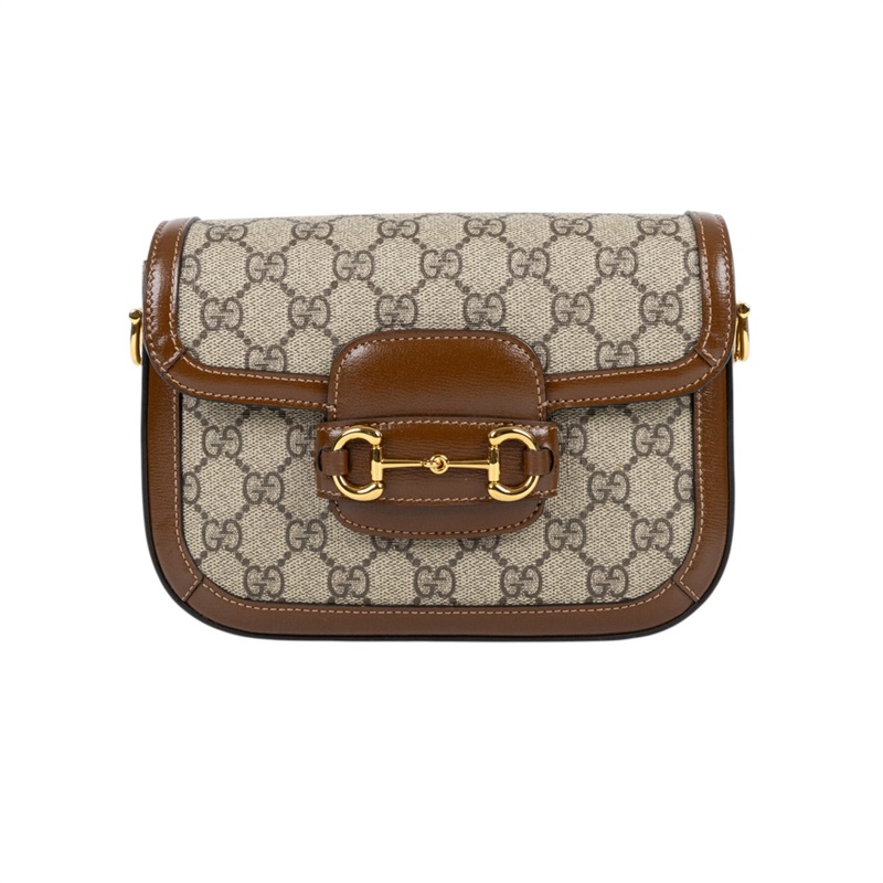 古馳 GUCCI Horsebit 1955 迷你 馬鞍包 658574 520981 棕雙G1955 Horsebit 肩背包 防塵袋