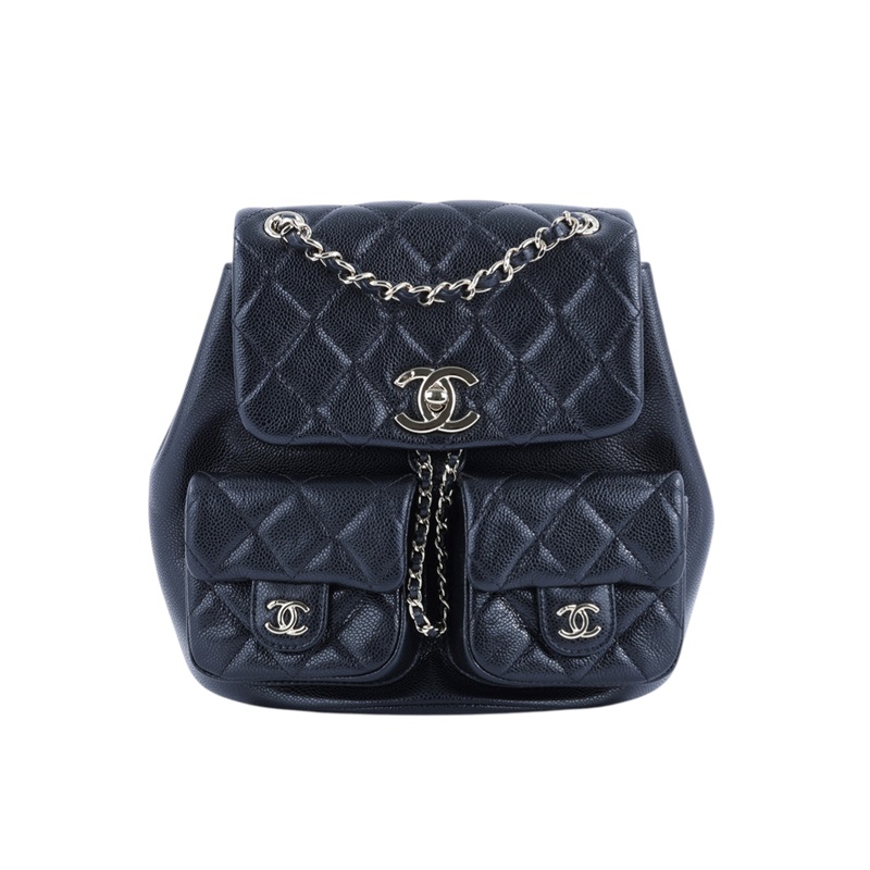 香奈兒 CHANEL Duma 經典 CC Logo 菱格紋 雙肩 後背包 AS3860 晶片款 黑荔枝DUMA後背包 防塵袋/原廠盒子