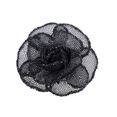 香奈兒 CHANEL 胸針 飾品  黑網紗胸針 原廠盒子