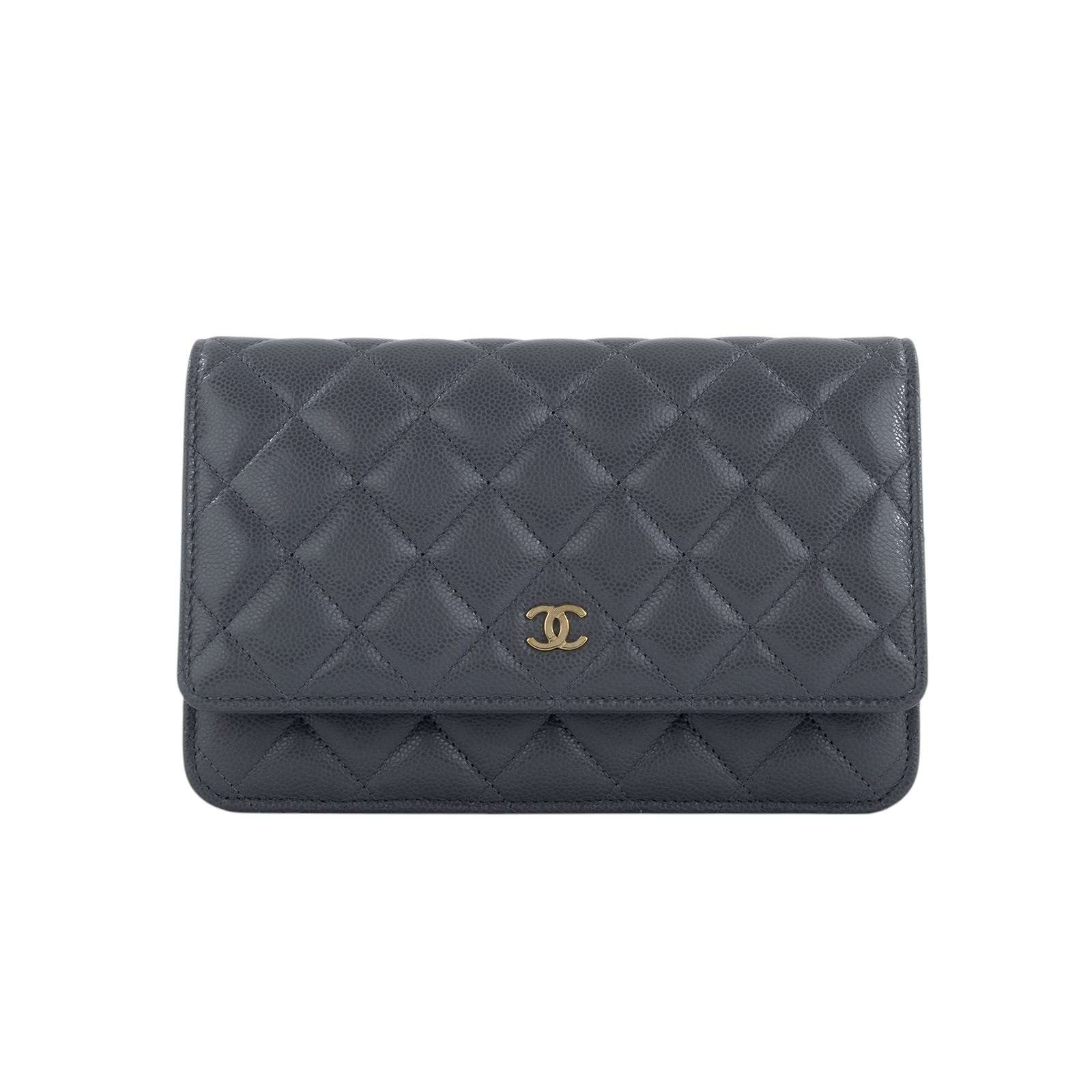 香奈兒 CHANEL 菱格紋 woc 口蓋包  晶片款 深灰荔枝WOC 原廠盒子/防塵袋