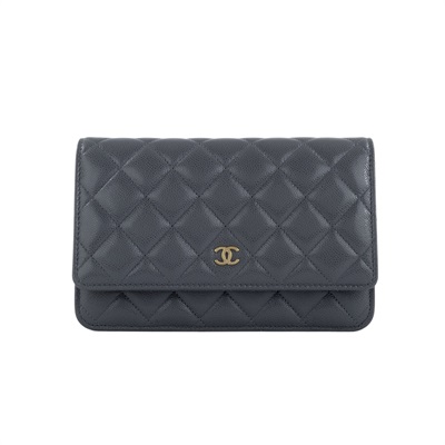 香奈兒 CHANEL 菱格紋 woc 口蓋包  晶片款 深灰荔枝WOC 原廠盒子/防塵袋