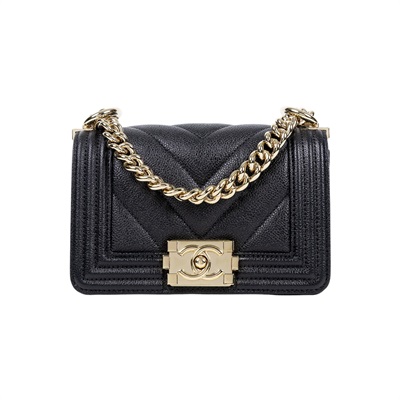 香奈兒 CHANEL Boy 迷你 口蓋包 A67364 晶片款 黑金荔枝MINI BOY 原廠盒子