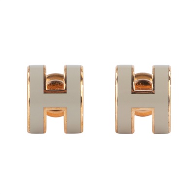 愛馬仕 Hermès Mini Pop H 耳釘 淺褐色 H608002FO55  栗子灰玫金MINI POP H耳環2 原廠盒子