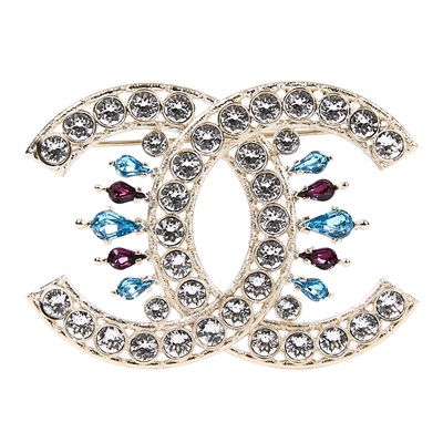 香奈兒 CHANEL 胸針 飾品 S19S 大水鑽雙C胸針 原廠盒子