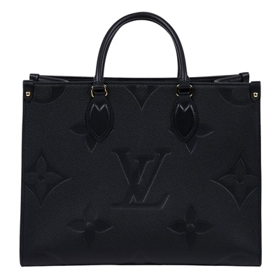 路易威登 LOUIS VUITTON OnTheGo MM 黑色 壓花 手提 肩背包 M45595 晶片款 黑ONTHEGO MM 防塵袋/原廠盒子/購買證明