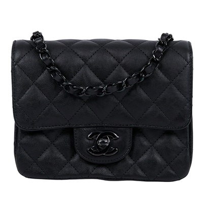 香奈兒 CHANEL CF 方形 迷你 口蓋包 A35200 SO BLACK牛皮方胖 防塵袋/原廠盒子/保證卡/購買證明
