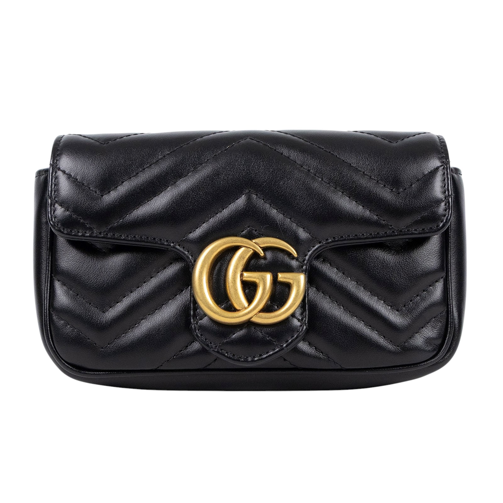 古馳 GUCCI GG Mormont 絎縫 超迷你袋 476433 DTDCT 黑Marmont MINI 防塵袋/原廠盒子