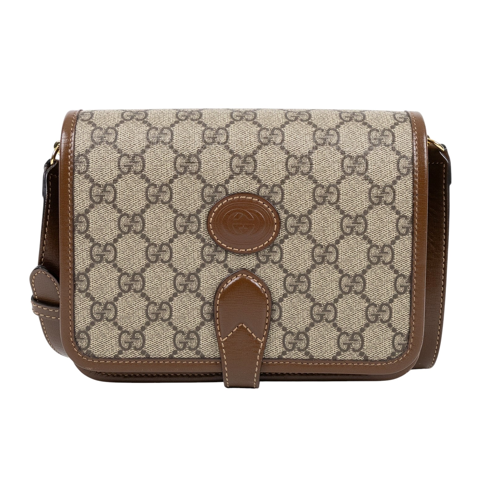 古馳 GUCCI Interlocking G 迷你 斜揹袋 671620 92TCG 棕Retro系列GG 帆布迷你復古馬鞍包肩背包 防塵袋