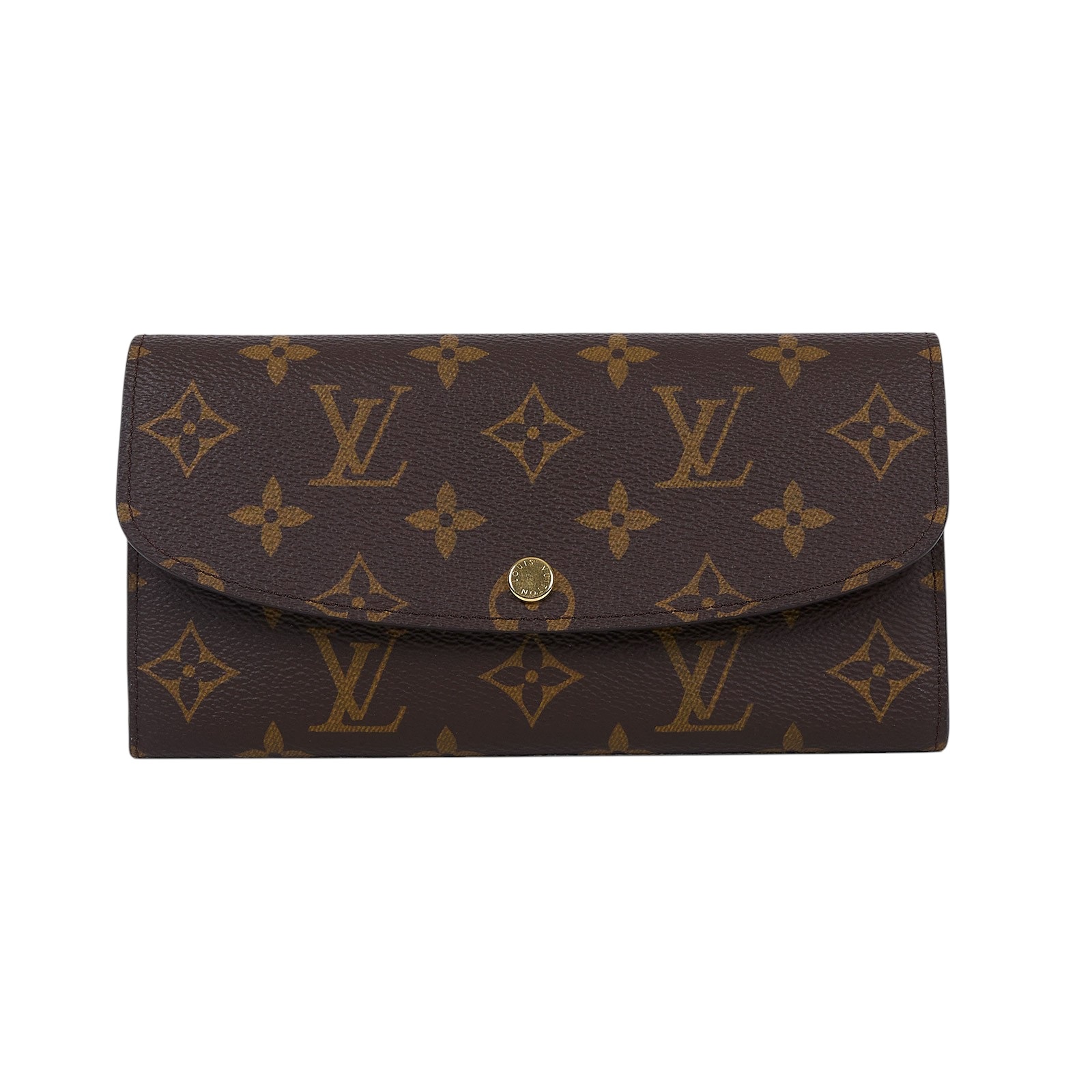 路易威登 LOUIS VUITTON Emilie 長夾 經典帆布 紫紅色 M60697 晶片款 原花釦式長夾 原廠盒子/防塵袋