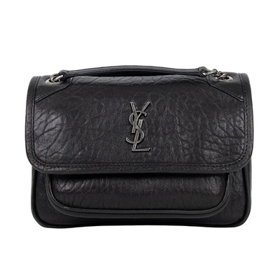 聖羅蘭 YSL SAINT LAURENT Niki 粒面小羊皮 迷你手袋 銀色五金 828736AACIA 黑粒面小羊皮NIKI MIN 原廠盒子/防塵袋