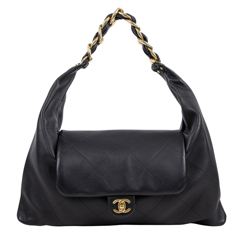 香奈兒 CHANEL 流浪包 Ｍaxi Hobo Bag 超大型 肩背包 AS5838 晶片款 黑掀蓋流浪包 防塵袋/原廠盒子