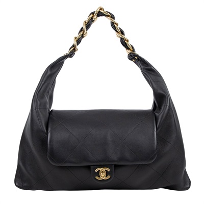 香奈兒 CHANEL 流浪包 Ｍaxi Hobo Bag 超大型 肩背包 AS5838 晶片款 黑掀蓋流浪包 防塵袋/原廠盒子