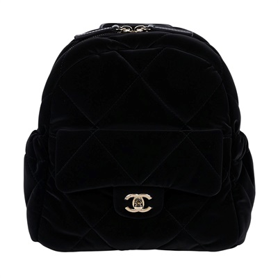 香奈兒 CHANEL 25N Coconneige 滑雪系列 後背包 雙肩包 絲絨 黑色 AS5679 晶片款 滑雪系列後背包 防塵袋/原廠盒子