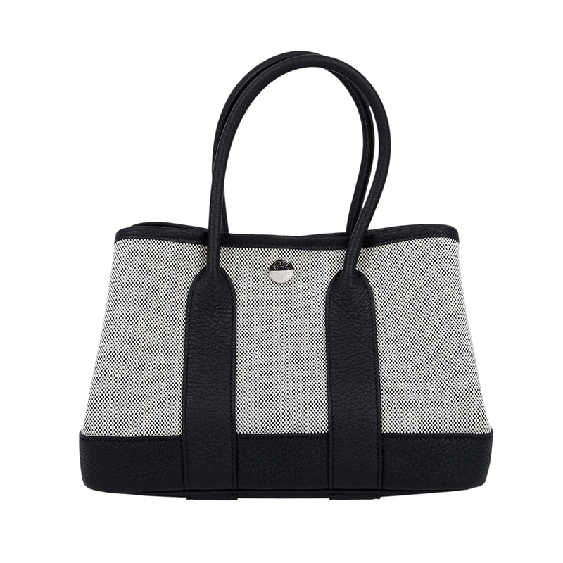 愛馬仕 Hermes Garden Party 花園派對包 23 銀色五金 亞麻色 黑色 H086418CKAC W刻  防塵袋/原廠盒子/購買證明