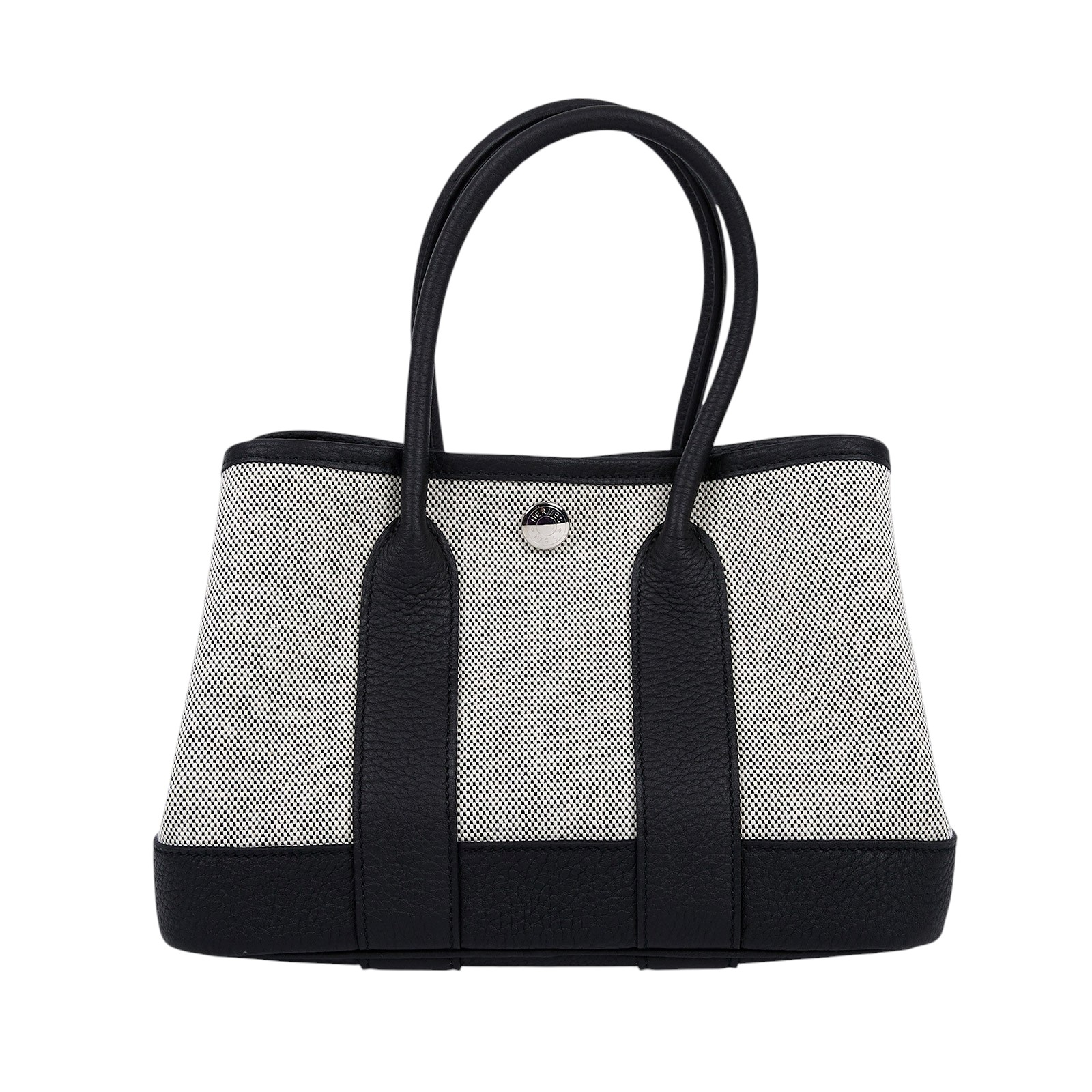 愛馬仕 Hermes Garden Party 花園派對包 23 銀色五金 亞麻色 黑色 H086418CKAC W刻  防塵袋/原廠盒子/購買證明