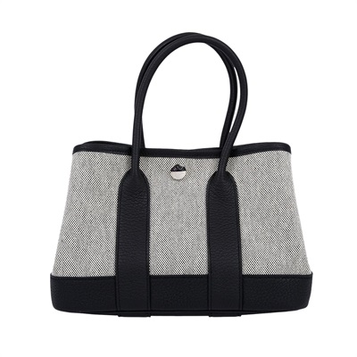 愛馬仕 Hermes Garden Party 花園派對包 23 銀色五金 亞麻色 黑色 H086418CKAC W刻  防塵袋/原廠盒子/購買證明