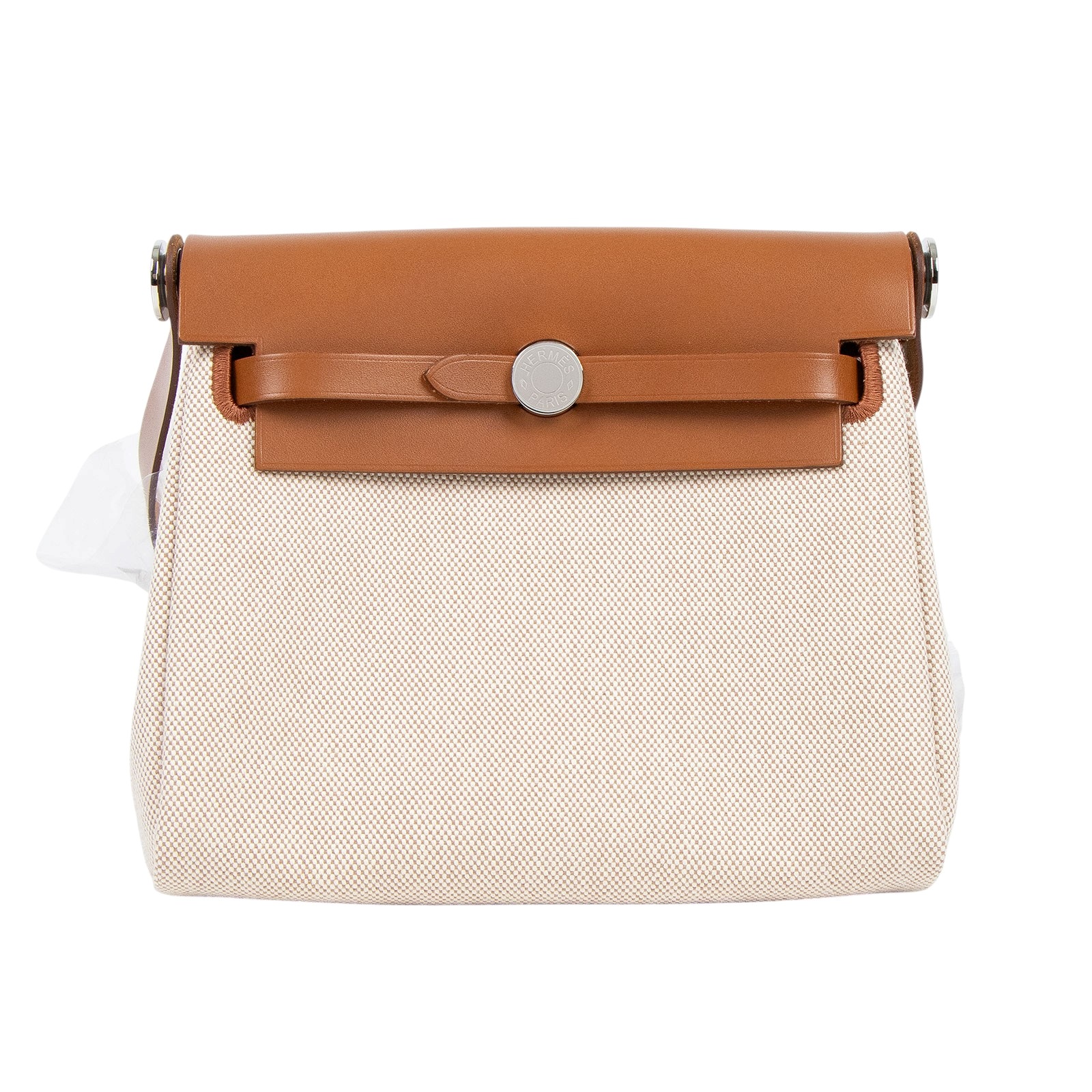 愛馬仕 Hermes Herbag Zip 20 銀色五金 米白 米色 焦糖棕 H085414CKAA W刻 米色HERBAG20 防塵袋/原廠盒子/購買證明