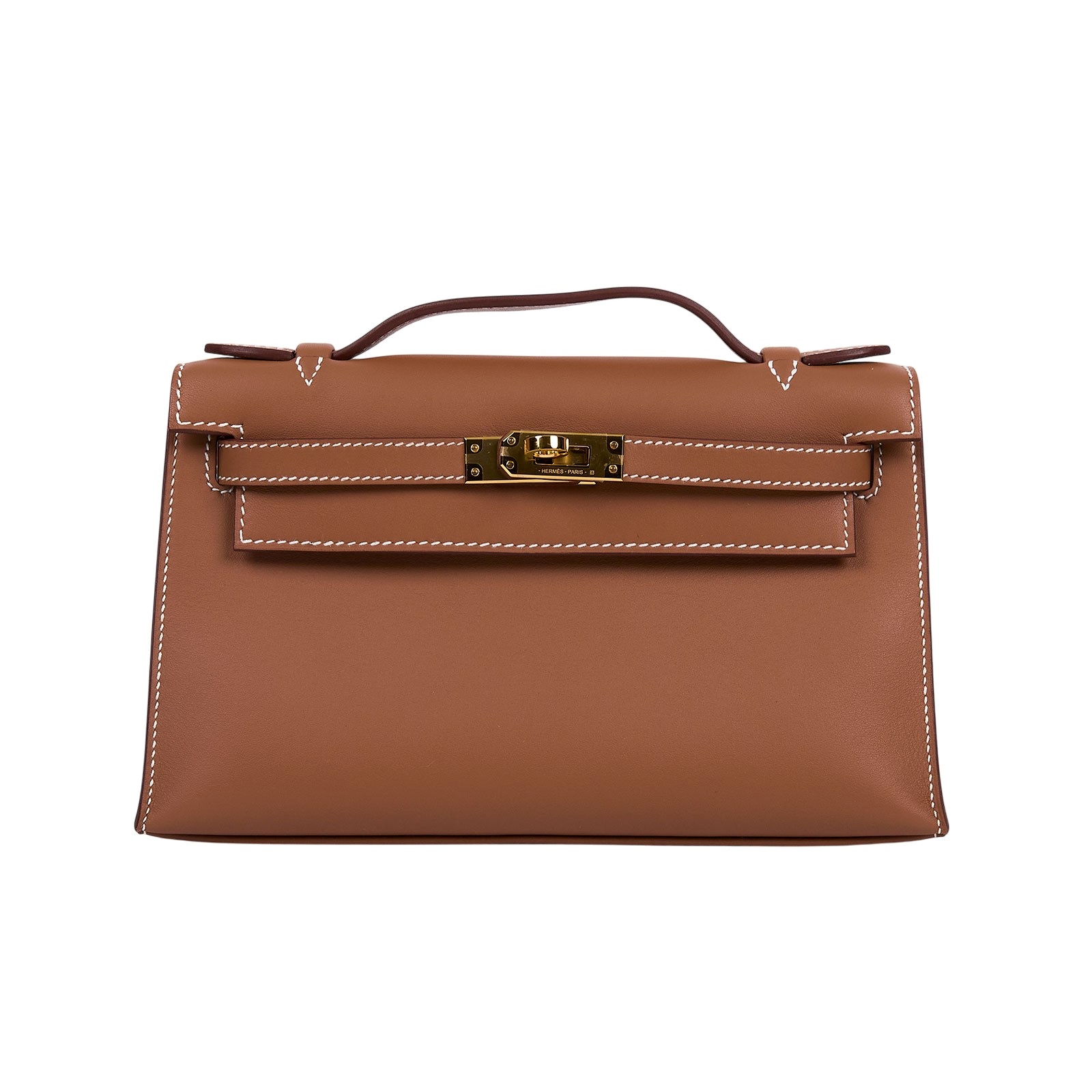 愛馬仕 Hermes Kelly Pochette 手拿包 金色五金 金棕色 H049417CC37 B刻  防塵袋/原廠盒子/購買證明