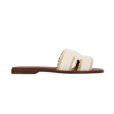 愛馬仕 Hermes Oran 涼鞋 H251047ZvA3370  白帆布H拖鞋 #37 防塵袋/原廠盒子