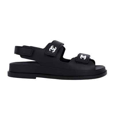 香奈兒 CHANEL 雙C LOGO 勃肯 拖鞋 白色 黑色 G35607_37 黑PVC勃肯拖鞋 防塵袋/原廠盒子/購買證明