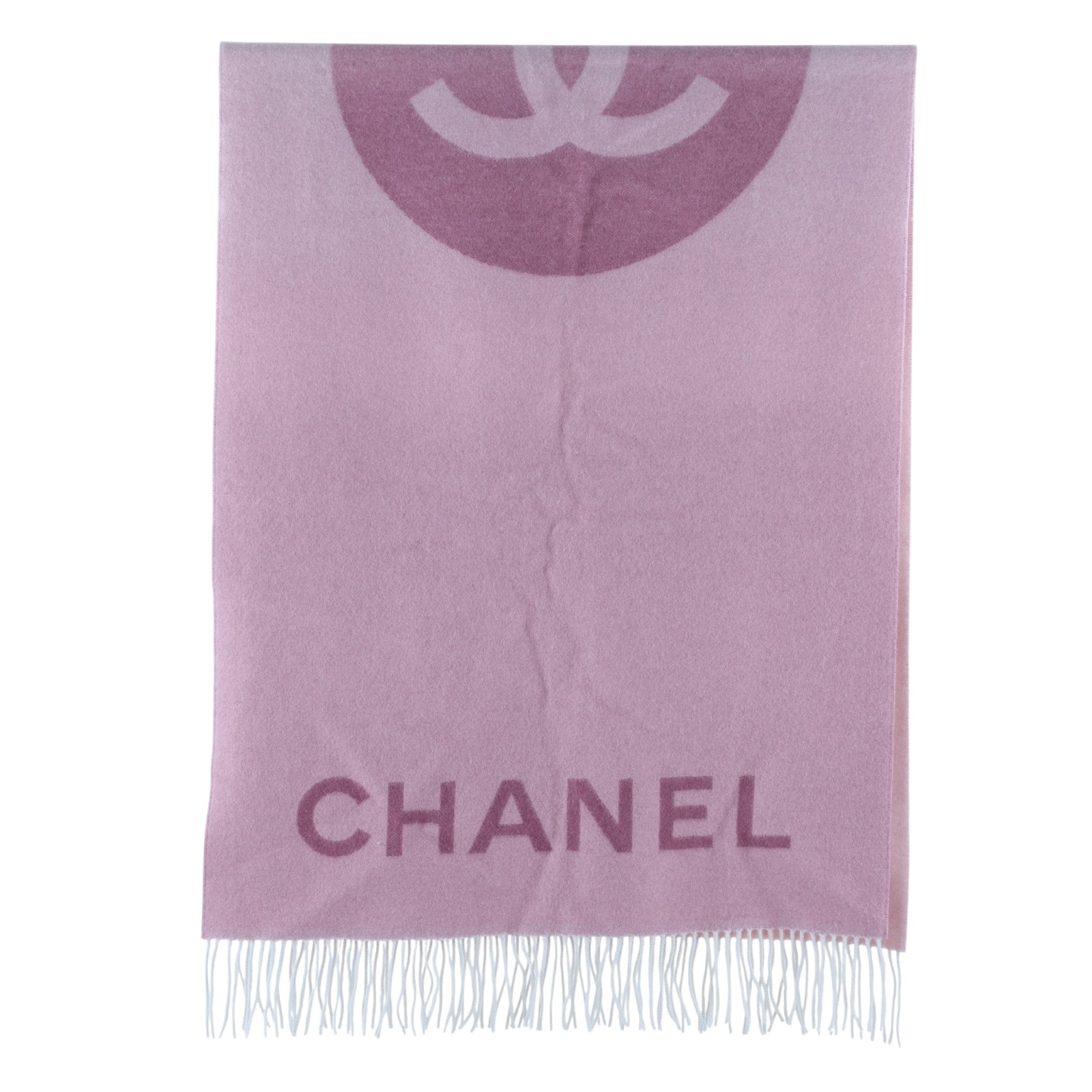 香奈兒 CHANEL CC 披肩  粉大雙CLOGO圍巾 無附屬品
