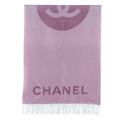 香奈兒 CHANEL CC 披肩  粉大雙CLOGO圍巾 無附屬品